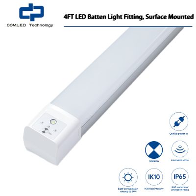 LED Batten Light Fitting 4FT, Ultra-Thin Ceiling Surface Mounted Light, 36W, Day Light 4000K, IP65, LED Ceiling Light Fixture for Garage