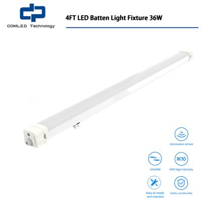 4FT LED Batten Light Fixture, 36W Dustproof Vapor-Tight Fixture
