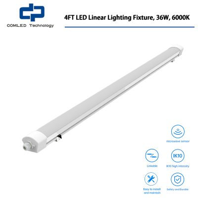 4FT LED Linear Lighting Fixture, 100-240VAC, 36W, IP65, 6000K