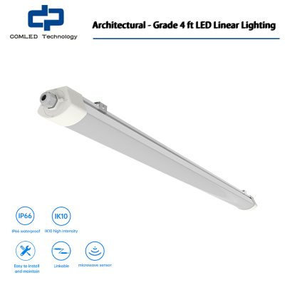 Architectural - Grade 4 ft LED Linear Light Fixture, Commercial LED Linear Pendant White Indoor Shop Lighting