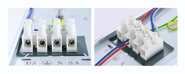 Huge terminal block for holding multiple wires COMLED LED vapor tight batten light fixture Huge terminal block for holding multiple wires